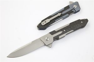 Couteau Flipper haut de gamme S35VN Lame de lavage en pierre Fibre de carbone + TC4 Poignée en alliage de titane EDC Couteaux pliants de poche Étui en nylon