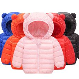 2018 nouveaux enfants veste d'hiver à capuche garçons vêtements d'extérieur pour filles chaud épais vestes solides léger coton rembourrage doudoune enfants vêtements J220718