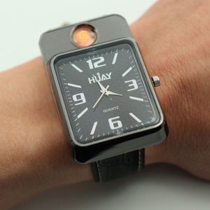 2018 Nouvelles montres plus légères pour hommes Sports Quartz Regarder la mode USB Charges de cigarettes sans flammes Light Military Casual Wrists283K