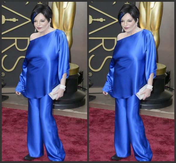 2019 Nueva Liza Minelli en pantalones de los Oscar Trajes Vestidos de celebridades Mangas largas Vestidos de noche Dos piezas de tafetán Tallas grandes Pantalones anchos 1