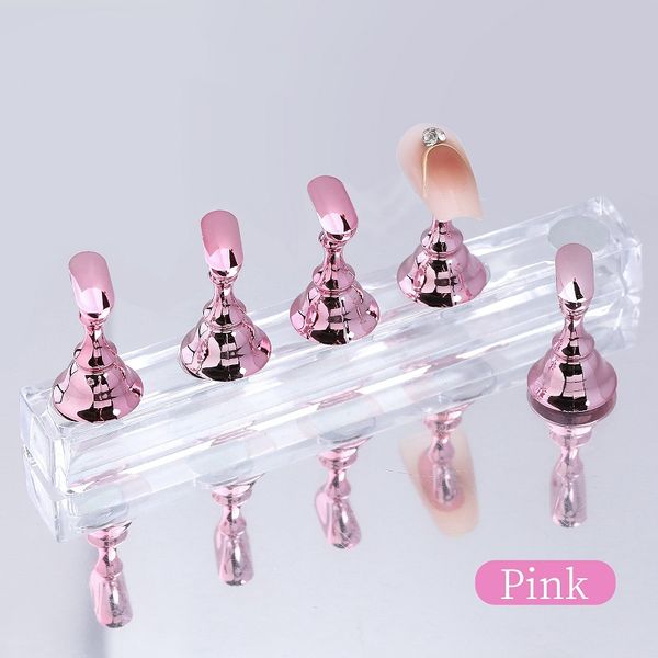 Support de ongle magnétique fausse pointe de pointe de l'ongle stand en cristal support de nail art affichage pour le salon d'art bricolage 5pcs / set