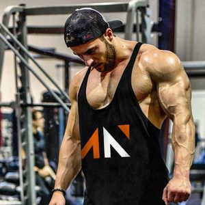 2018 nieuwe mannen sportscholen tank top merk kleding bodybuilding fitness gouden vest stringer sportkleding onderhemd katoenen training sportscholen
