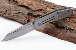 2018 Nieuwe Mini Klein Sleutelhanger Mes Folding Mes Damascus Steel Blade TC4 Titanium Handvat EDC Pocket Folding Messen