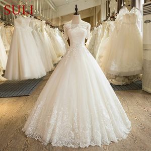 NIEUW OFF DE SCHOUDERDE LAAT APPLOED TRUBLIEK BALL JAANS KRIJKEN HALF MOEVEN ECHTE FOTO'S VANT-UP ACHTER VASTIDO DE NOIVA BRIDAL JURK