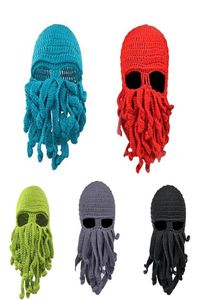 2018 Nieuw OP Unisex Octopus Winter Warm Gebreide Wollen Gezichtsmasker Hoed Inktvis Cap Cthulhu Tentakels Beanie Hoed C181116019486334