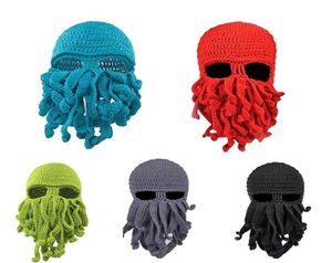 2018 nouveau sur unisexe poulpe hiver chaud tricoté laine masque chapeau chapeau de calmar Cthulhu tentacules bonnet chapeau C181116012749514