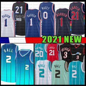 LaMelo Ball Gordon Hayward Joel Embiid James Harden Maillot de basket-ball noir 2 20 21 1 Hommes Jeunesse Enfant 0 3 6 Tyrese Maxey ﾠ Allen Iverson Maillots Julius Erving Chemises