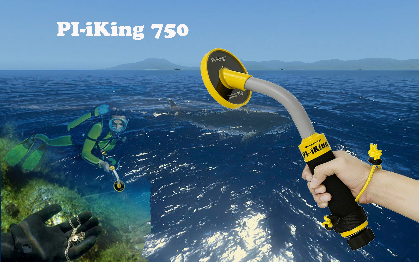 送料無料2018新しいピンポイントファクトリー卸売価格PiIking 750防水水中ハンドヘルドゴールド探知機金属探知機