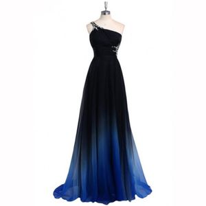 2018 Nieuwe Real Po Nieuwste Ombre Prom Dress Een Schouder Gradiënt Avondjurken Kralen Speciale Gelegenheid Jurk Q85279Q