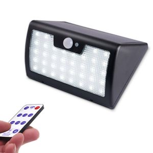 2018 nouvelle applique murale solaire télécommandée 40LED 900lm luminosité étanche réglable PIR Motion Smart Light pour la marche de la cour