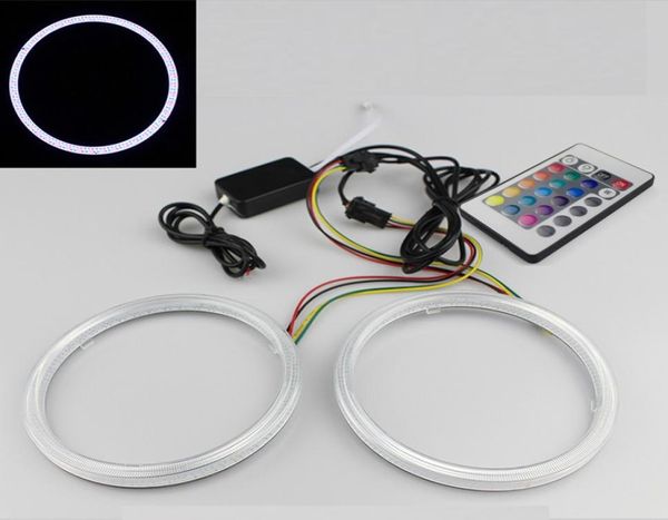 2018 Nuevo Color RGB LED COB Anillo de ojo de ángel 60 mm 70 mm 80 mm 90 mm 100 mm 110 mm 120 mm Control remoto Coche Stying Luz de circulación diurna 6124120