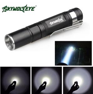 2018 Nieuwe zelfverdediging Skywolfeye E522 Mini Penlight XPE LED Zaklamp Zoombare waterdichte AAA draagbare zakpen Flash Light Tor9816925