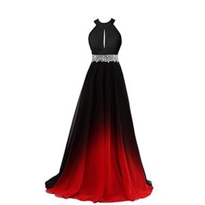 2018 Nieuwe Sexy Nieuwe Ombre Lange Avond Prom Jurken Chiffon Kralen A Line Plus Size Vloerlengte Gradiënt Formele party Gown QC1243281G