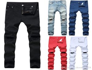 2018 New Slim Fit Ripped Jeans Men Histreet Mens Mens en détresse des joggeurs de genou des trous de genou lavés Jeans9341217 détruits 9341217