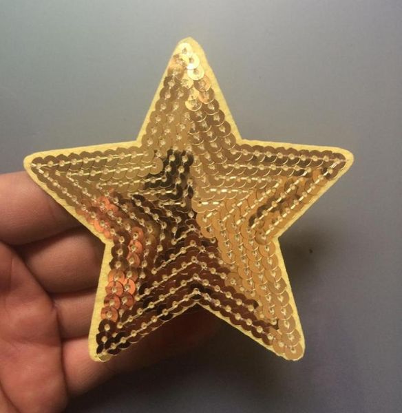 2018 nouveaux patchs autocollants pour vêtements Parches 20pc paillettes d'étoile d'or pour vêtements fer sur Patch accessoire de scène Applique Badge8144899