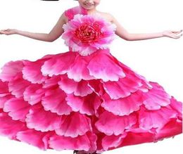 2018 nieuwe stijl kinderen cosplay rose rode subshrubby peony flower presteren kleding meisjes dance lange paragraaf1827779