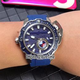 2018 New Style Diver 3203-500LE-3 93-HAMMER Caja de acero Dial azul Reloj automático para hombre Big Crown Relojes deportivos Goma azul Puretim254y