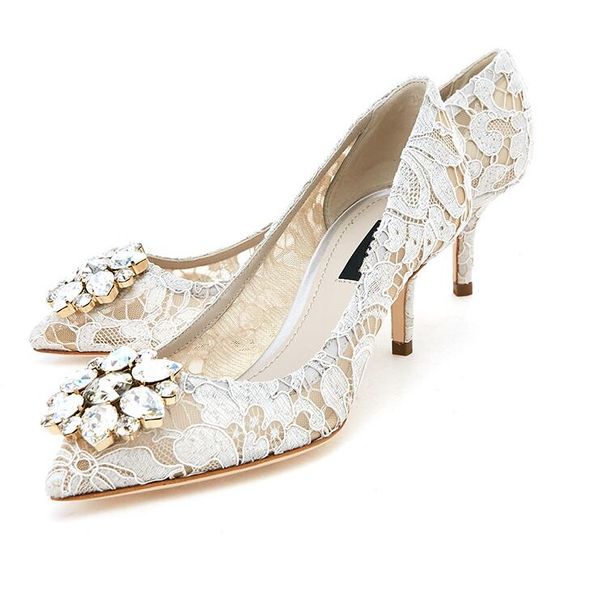 Nouveau Style de mode en gros talon haut blanc bout pointu pour mariée plate-forme mariée chaussures de mariage H129