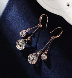 2018 Nieuwe stijl Fine Color Rose Gold Earring Women Fashion Jewelry Cubic Zirconia Hangende Earring vrouwelijke oorrel 4982107