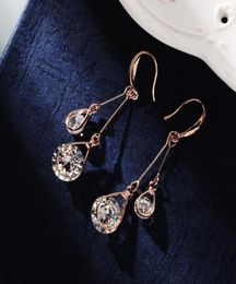 2018 Nieuwe stijl Fine Color Rose Gold Earring Women Fashion Jewelry Cubic Zirconia Hangende Earring vrouwelijke oorrel 4063639