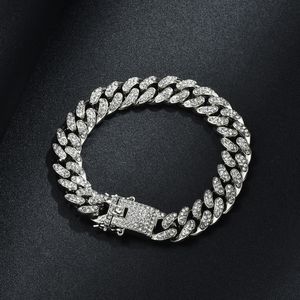 Bracelet en chaîne cubaine pour hommes, style Hip Hop, glacé, Miami, or rose, argent, or, bijoux en diamant simulé