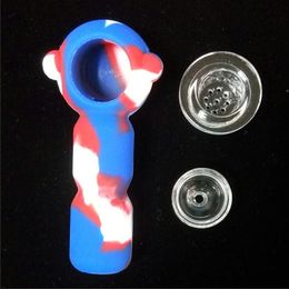 2018 Nouveau style petit bong livraison gratuite avec gros pas cher prix petit silicone bong couleur américaine Silicone pipe à eau avec verre bol