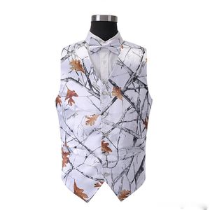 2018 nuevo estilo blanco Caza novio Chalecos Mossy Oak Camo Tuxedo Chaleco con corbata Hombres Camo Chalecos de boda Camuflaje Caza Vest278S