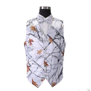 2018 nieuwe stijl wit Jacht bruidegom Vesten Bemoste Eiken Camo Tuxedo Vest met stropdas heren Camo Bruiloft Vesten camouflage Jacht Vest316b