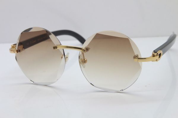 New Style T8200311 Randlose schwarze Büffelhorn-Sonnenbrille, Unisex, limitierte Auflage, gute Qualitätsbrille, Outdoor-Fahrbrille