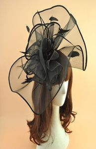 2018 Nouveau Blanc Noir Plaine Plume Facinator Pince À Cheveux VIntage Femmes Mariage Mariée Chapeaux Épingle À Cheveux Banquet Dîner Dames Maille Headdre1485479