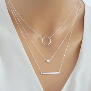 2018 nieuwe wilde mode open metalen staaf zilveren ketting gelaagde gouden ketting dames geschenk charme groothandel en detailhandel