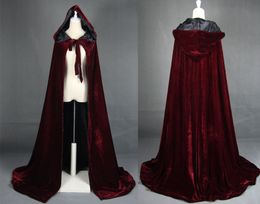 Cape gothique en velours à capuche, rouge vin avec doublure noire, Robe gothique Wicca, sorcellerie médiévale, Larp, nouveauté 2018, 1624685