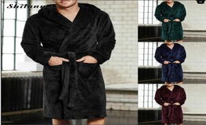 2018 New Winter Men Luxury Luxury Mens Mens Flanche de soie chaude Long Kimono Bath Robe Home Vêtements Male Vainage de chambre Night Bathrobes8598700