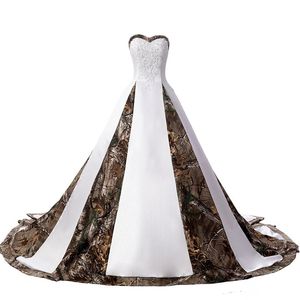 2018 los más nuevos vestidos de novia de satén de camuflaje de una línea de novia con cordones vestidos de novia de fiesta de boda de talla grande