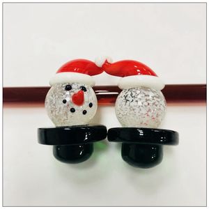 Noël bonhomme de neige verre Carb Caps OD 25mm bulle Carb Cap dôme adapté pour thermique P Quartz Banger ongles DCC06