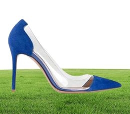 2018 en cuir breveté blanc or sliver nude mince talon pompes de talon plexiglass clairement pvc chaussures de fête pointue semi-sapatos fémini2048344