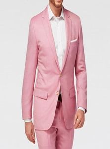 2018 Pink Evening Farty Men Suit Groom Wear Notched Apeld Two Piece Making Making Wedding Groom Tuxedos Jacket Pants2379691