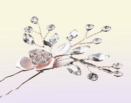 Peigne à cheveux à fleurs roses pour femmes, 2 pièces, épingles à cheveux, accessoires de cheveux de mariage faits à la main, postiche de mariée en cristal, bijoux, 2018, JCH1935626085