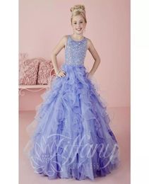 Robe de fête de robe de bal princesse 2018 pour les enfants Fashion Little Girls Pageant Robes Ruffles Organza Sequins Girls Firm Dress Forma7835557