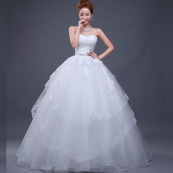 2019 robe de mariée princesse de Chine couches chérie sans bretelles jupe en tulle robes de mariée corset dos robes de mariée longueur de plancher