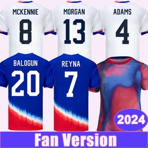2024 United Ream Robinson Mens Soccer Jerseys L'équipe nationale déclare Adams Pulisic Aaronson Wright Balogun Home Away Training Wear Football Shirts