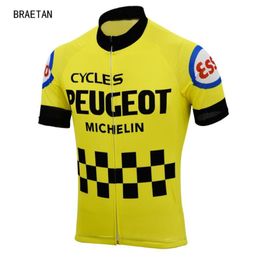 2018 ретро мужские велосипедные майки классическая желтая одежда одежда для велоспорта одежда для гонок на велосипеде одежда hombre braetan8925280