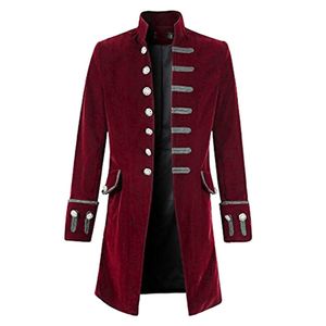 2018 Retro Steampunk Mannen Jas Gothic Tailcoat Lange Jas Mode Button Trench Coats Mannelijke Vintage Uitloper Patry Uniform Kostuum