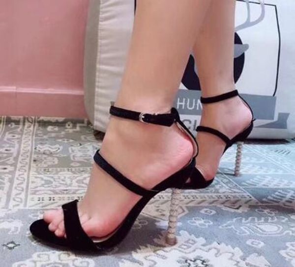 2018 strass perle talon velours gladiateur sandales femme bout ouvert rose rouge rose vert noir violet pompes femmes chaussures de fête