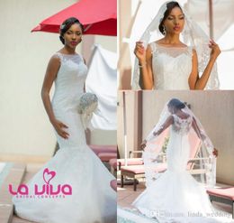 2019 robe de mariée blanche romantique élégante sirène pure bijou cou jardin robe de mariée sur mesure grande taille