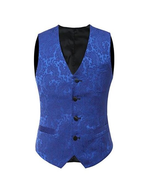 2019 Gilet da sposo in pizzo blu royal Gilet da uomo stile britannico Gilet da uomo slim fit Gilet da sposa Gilet da sposa Plus Size Rosso Nero Bianco