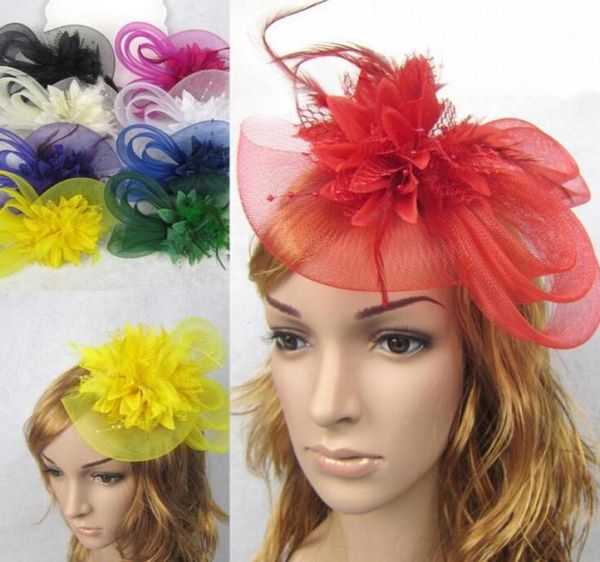 2018 s Estilo europeo Velo Plumas Mujeres Accesorios para el cabello Tocado Sombrero Cóctel Fiesta Boda Tocado Corte Headwear Lady4239524