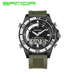 2018 SANDA Brand Shock Watch 3ATM estilo militar Hombres Digital de silicona hombres relojes deportivos al aire libre multicolor Relogio Masculi251F