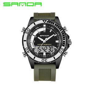 2018 SANDA Merk Shock Horloge 3ATM militaire stijl heren Digitale siliconen mannen buitensporten horloges veelkleurig Relogio Masculi230o