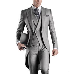 Setwell Design White / Black / Grey / Bourgondië / Blue Tailcoat Men Party GroomsMen Suits Bruiloft Tuxedos (Jas + Pants + Vest) Custom Made